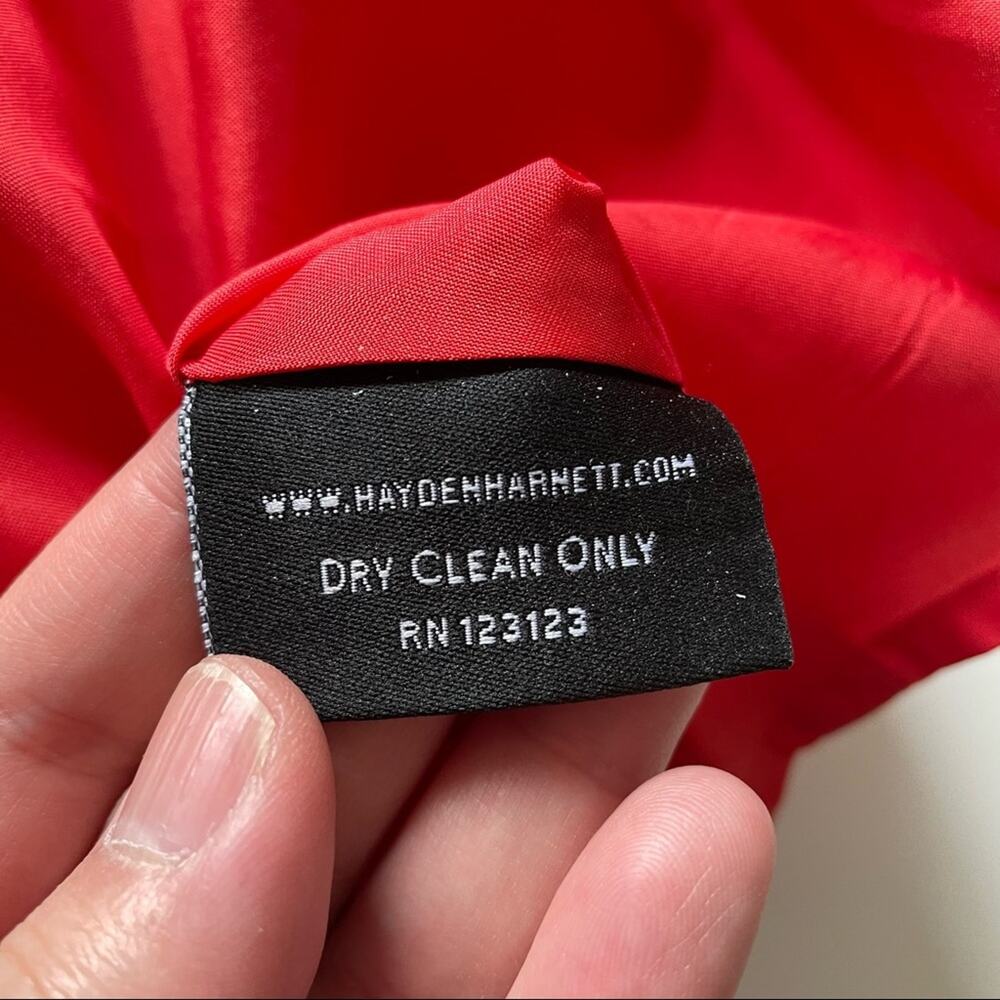 Hayden Harnett Blake Dress Strapless Tulip Pockets Red Zipper Front Red M GUC - Picture 7 of 11
